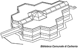 Veduta aerea biblioetca di Carbonia
